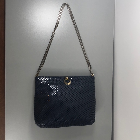 RARE VtG Whiting & Davis Navy Blue Purse Clutch - Picture 6 of 8